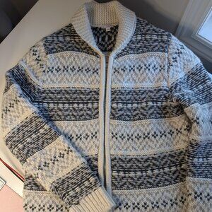 Gap Chunky Knit Zip Up Heavy Warm Alpaca Wool Long Sleeve Sweater, NWOT